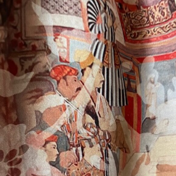 Silk Tunic Artisan Mughal Print Stone & brass buttons Size Large L by SAPPHIRE - Picture 9 of 13